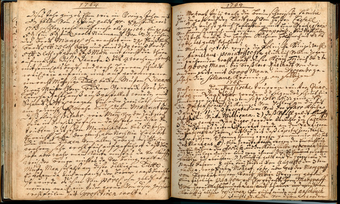 Stammbuch des Bäckers und Hausbesitzers Johann Friedrich Heyde, Beginn der Eintragungen für das Jahr 1764