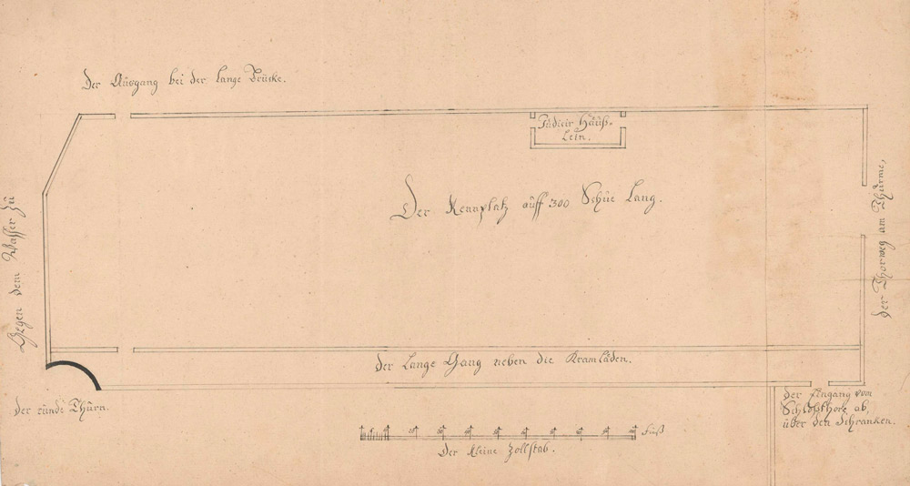 Handzeichnung der Stechbahn zur Zeit des Kurfürsten Joachim II., Landesarchiv Berlin, F Rep. 270, A Nr. 546